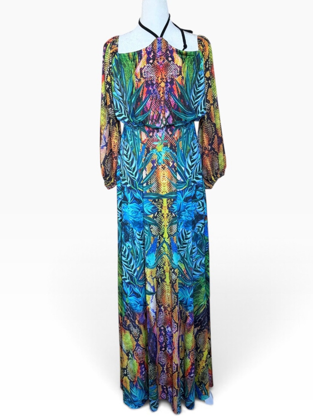 Venus Cold-Shoulder Halter Neck Maxi Dress Size XS
